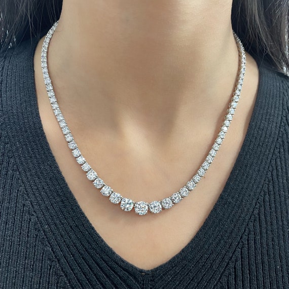 Diamond Necklace Etsy