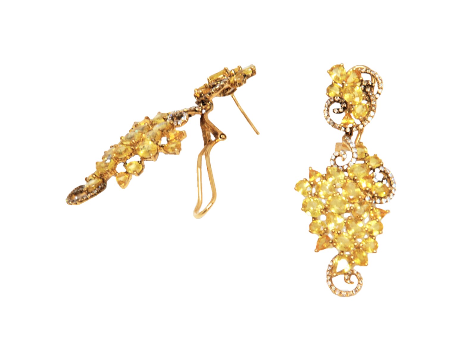 Yellow Sapphire Diamond Earrings Etsy