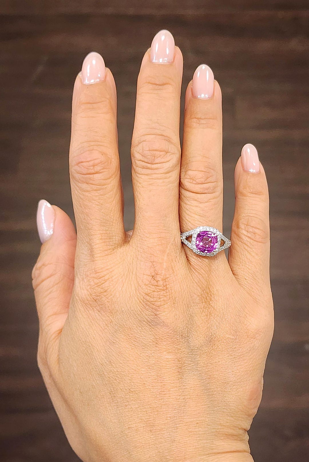 Natural Pink Sapphire and Diamond Ring main image 1