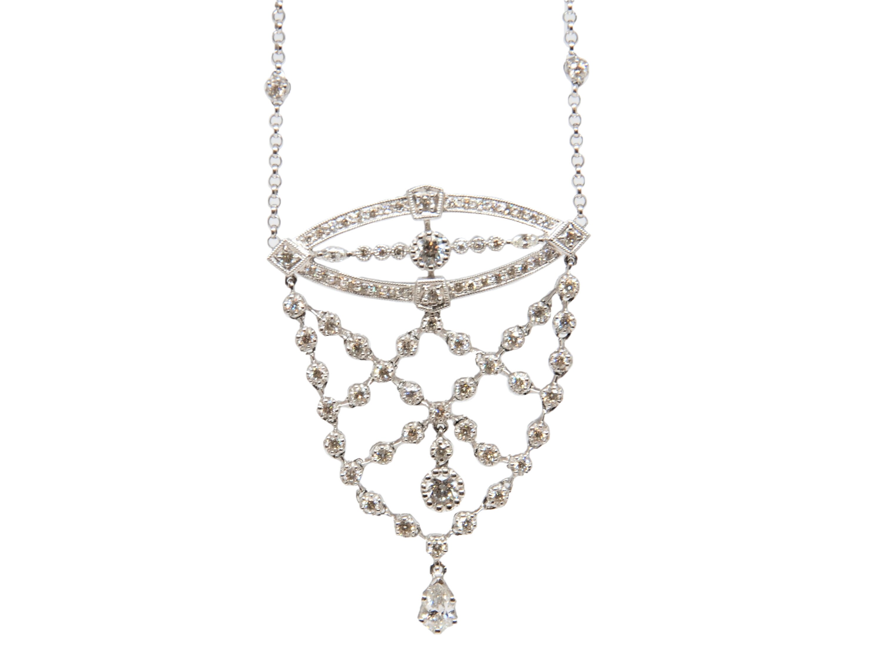 18k Diamond Necklace Etsy