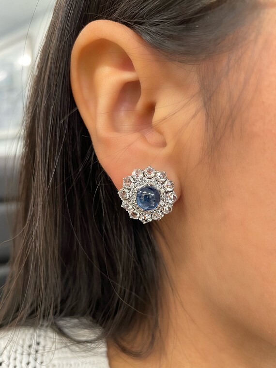 Cabochon sapphire earrings deals