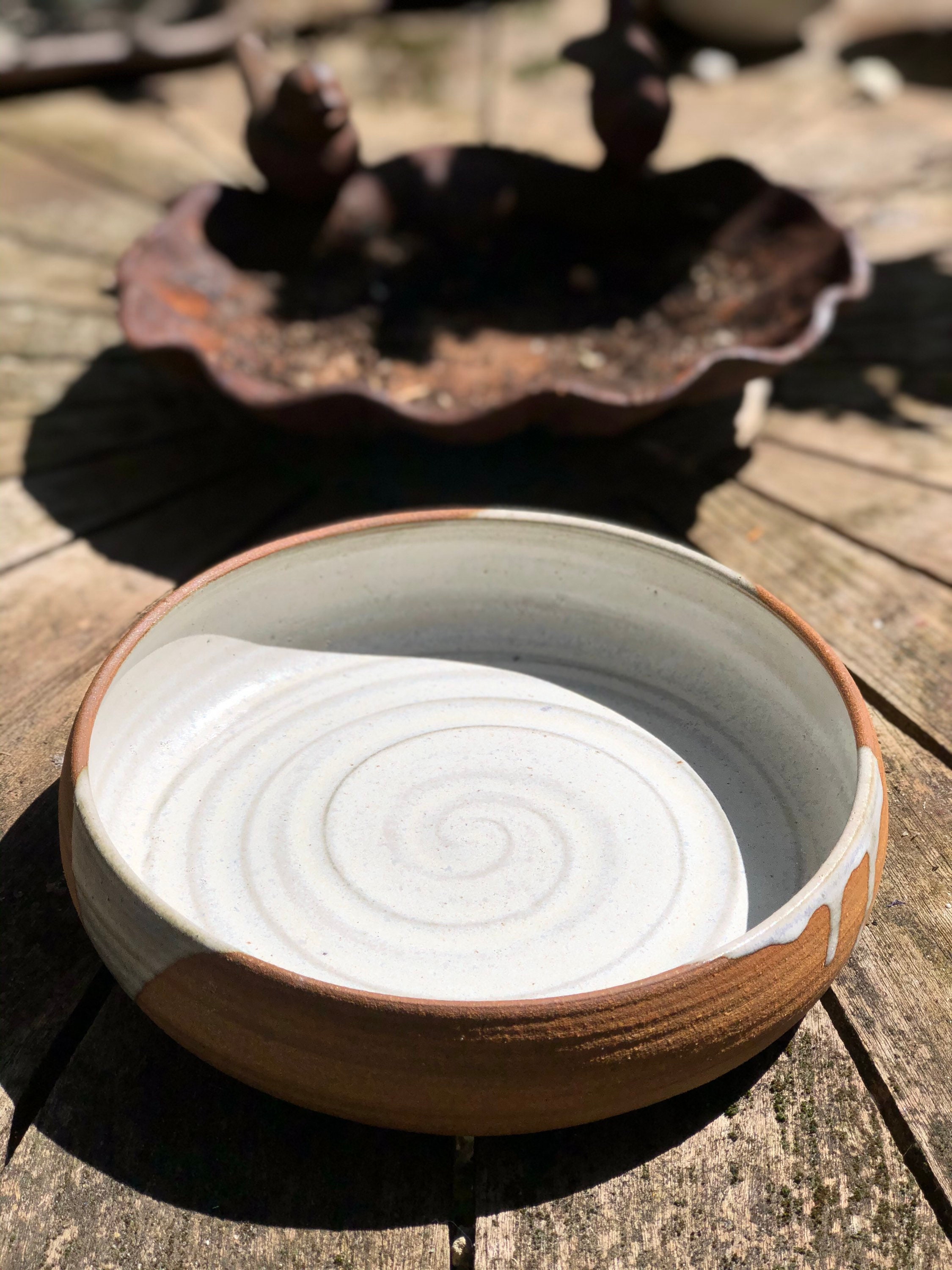 Assiettes Creuses Grès Brun Émail Blanc