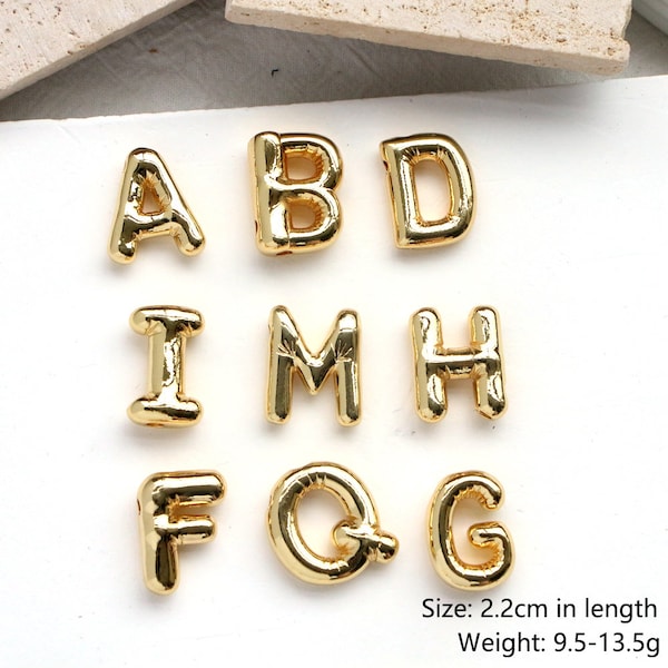 10-26pcs, Balloon Letter Pendant, 26 Initials Charm, 18K Gold Letter Copper Pendant, Suitable for DIY Necklace Jewelry Making Accessories,