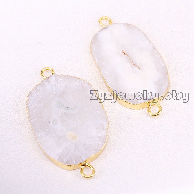 35PCS Natural White Solar Quartz Faceted Connector Beads New Sun Flower Quartz Connectors for Jewelry Making
