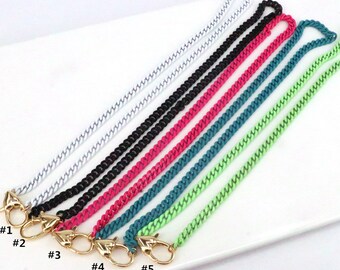 3-5PCS, Colorful Enamel Box Chain Necklace, Enamel Pop Chain Necklaces, 3mm, Retro Chain Necklace Purple Pink Orange Blue White Yellow Green