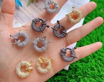 5PCS, Crystal Zircon Wheel Clasp, 18K Gold Wheel Spring Buckle, Used For Necklace/Bracelet Jewelry