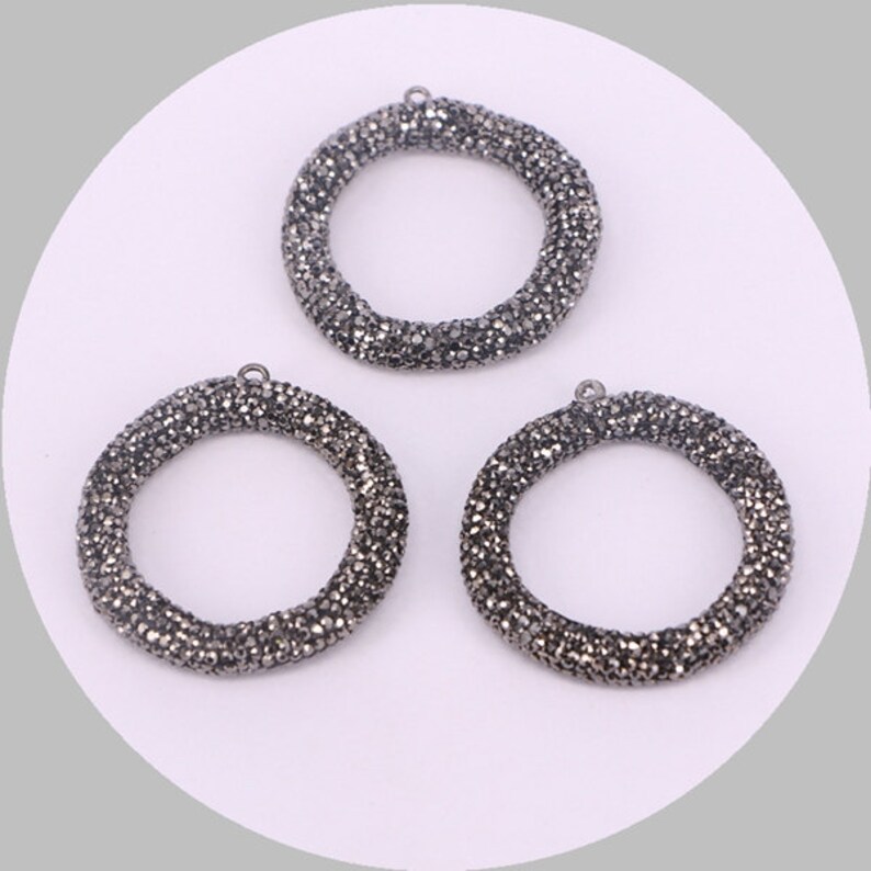 2/6pcs Crystal circle pendant CZ round circle crystal pendant Etsy