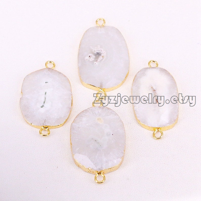 35PCS Natural White Solar Quartz Faceted Connector Beads New Sun Flower Quartz Connectors for Jewelry Making