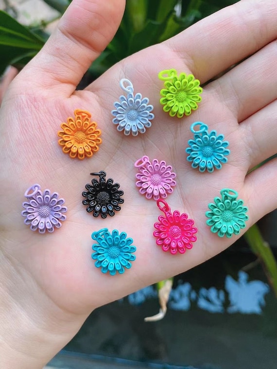 10PCS Enamel Flower Charm Pendant for Jewelry Making DIY Bracelet Earring  Crafts