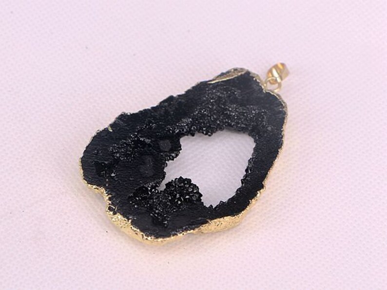 drusy quartz gemstone gold plated jewelry pendants 26pcs Black geode quartz stone pendant beads