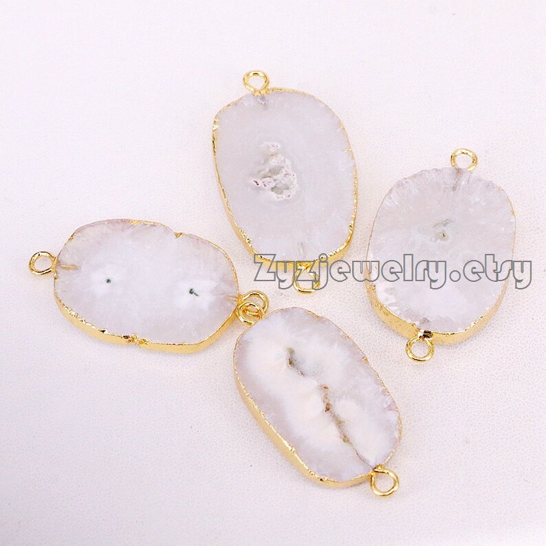 35PCS Natural White Solar Quartz Faceted Connector Beads New Sun Flower Quartz Connectors for Jewelry Making