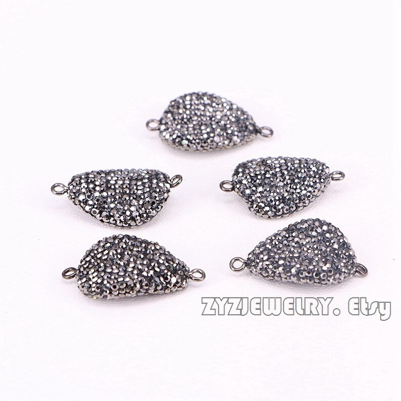610pcs Natural stone Bead Pave Rhinestone Oval Connector Spacer Bead For DIY Making Bracelet necklace Findings