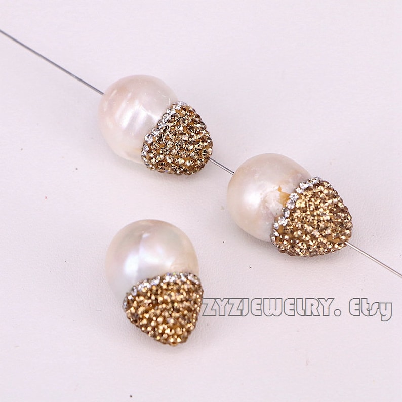 610pcs Natural pearl Beads Pave Rhinestone Drop Connector Spacer Beads For DIY Making Earring Bracelet necklace