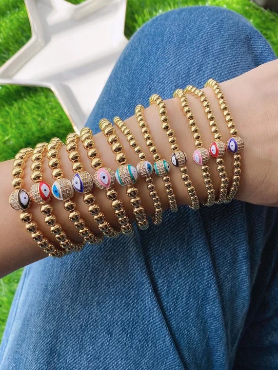 5PCS, Turkish Crystal Eye Bead Bracelets for Women Jewelry Trendy