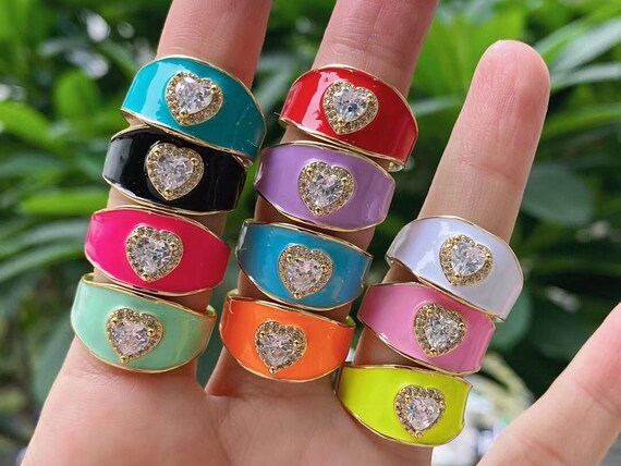 10Pcs Sparkly rainbow colorful enamel bracelets gold plated beads