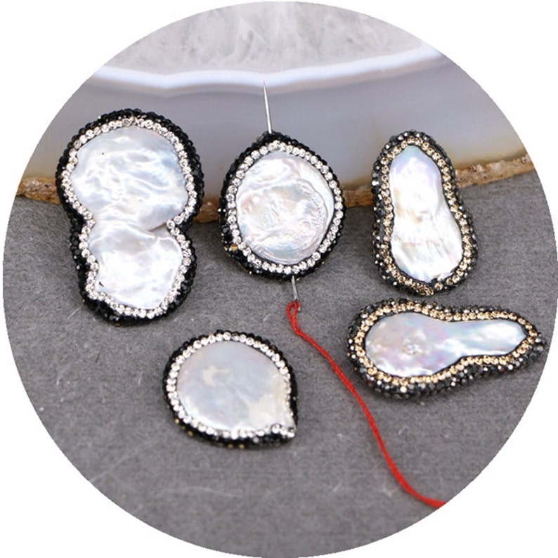 nature pearl gemstone beads 610pcs Paved CZ Freshwater pearl beads Pave diamond Irregular pearl connector