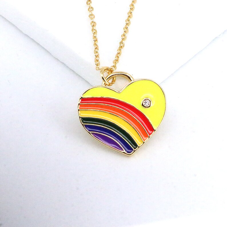 5PCS Rainbow Heart Necklace Charm Necklace Handmade Jewelry Etsy