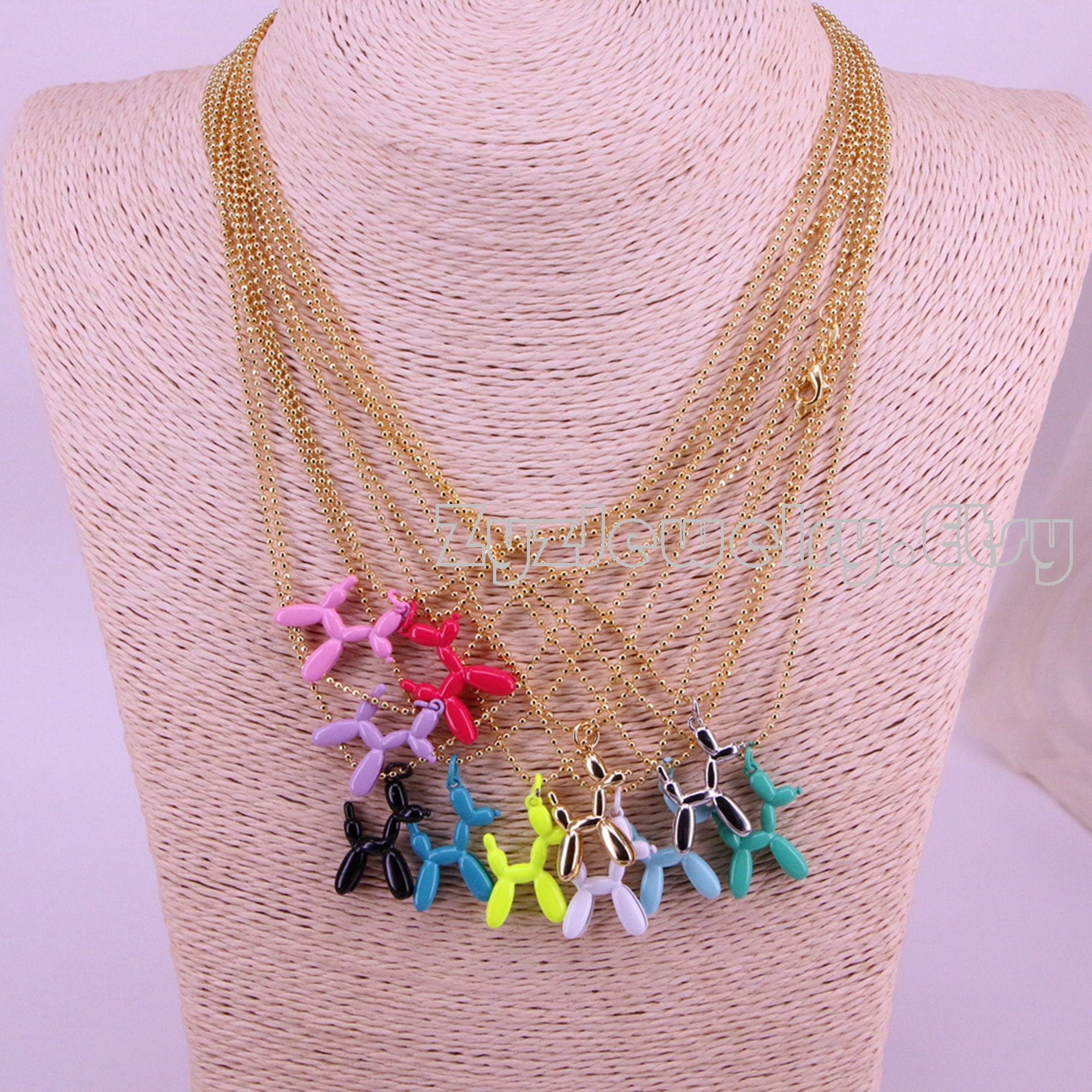 thumbnail image 2 of White Resin Dog Bow Pendant Necklace – Colored Crystal & Rhinestone – Women's Fashion Jewelry 2 of 5