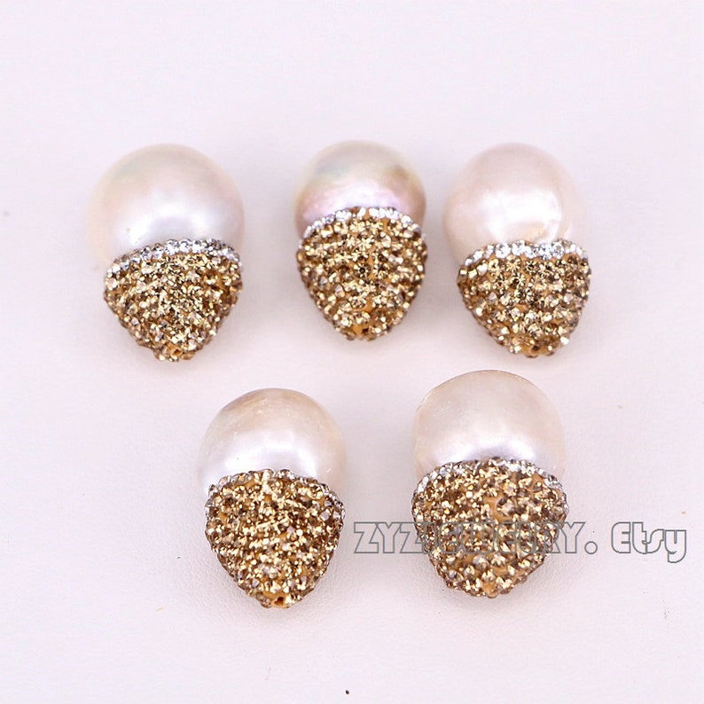 610pcs Natural pearl Beads Pave Rhinestone Drop Connector Spacer Beads For DIY Making Earring Bracelet necklace