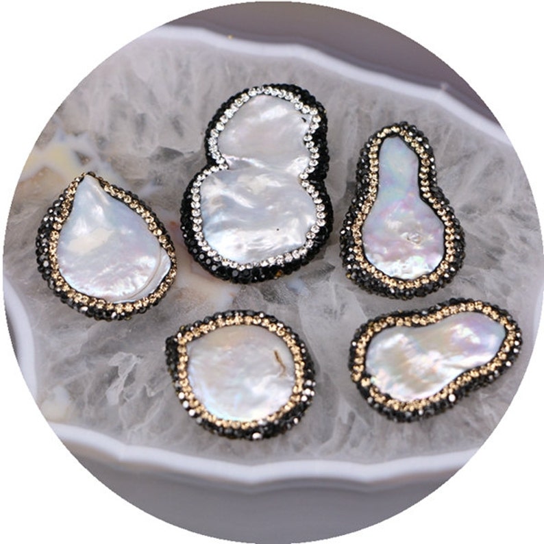 nature pearl gemstone beads 610pcs Paved CZ Freshwater pearl beads Pave diamond Irregular pearl connector