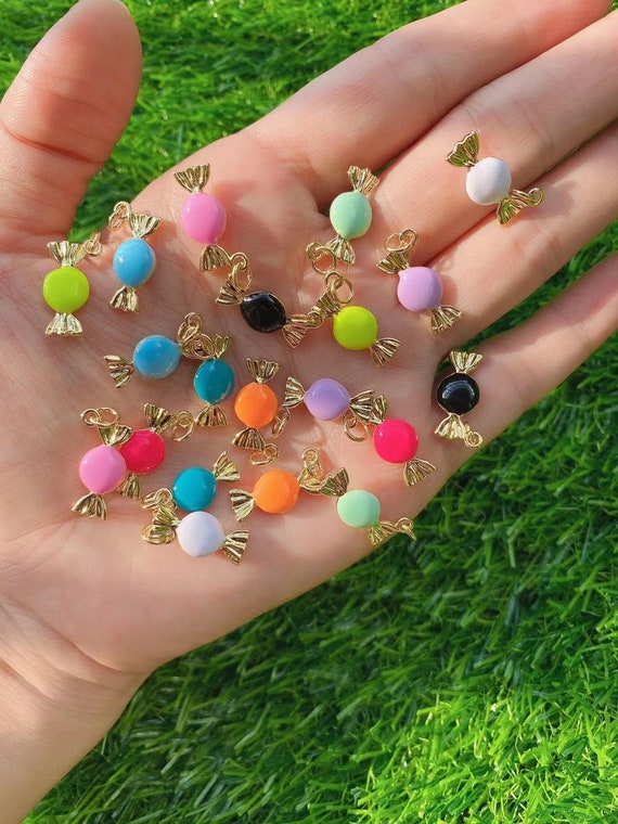 10pcs, Candy Charms for Jewelry Making, Charm Sweet Pendant, Gold-color Charms, Earrings Necklace Making Supplies