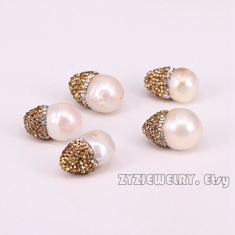 610pcs Natural pearl Beads Pave Rhinestone Drop Connector Spacer Beads For DIY Making Earring Bracelet necklace