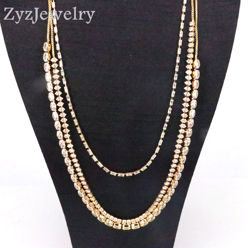 5PCS Crystal Zirconia Tennis Chain Necklaces Adjustable Etsy