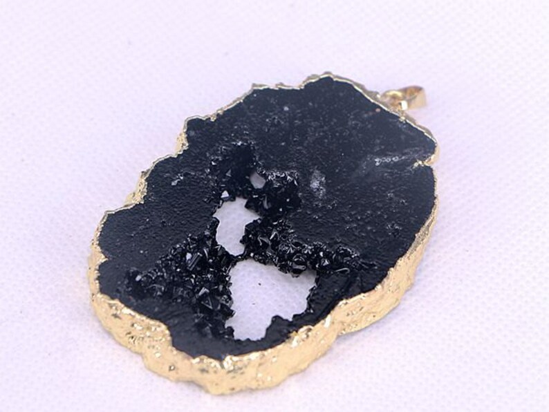 drusy quartz gemstone gold plated jewelry pendants 26pcs Black geode quartz stone pendant beads