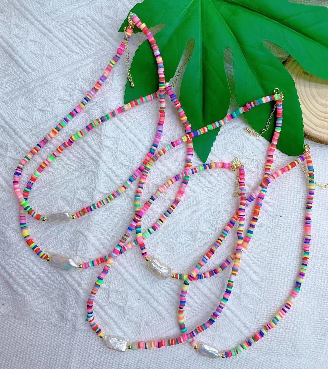 3PCS Colorful Heishi Bead Necklace Freshwater Pearl Heishi Etsy