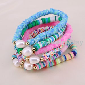 7200Pcs/Box 6mm Clay Bracelet Beads for Jewelry Making Kit,Flat Round  Polymer Clay Heishi Beads