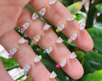 5-10PCS, offene angepasste Frauen Finger Band Emaille Licht rosa blau lila Emaille Tropfen CZ Mode bunten Ring