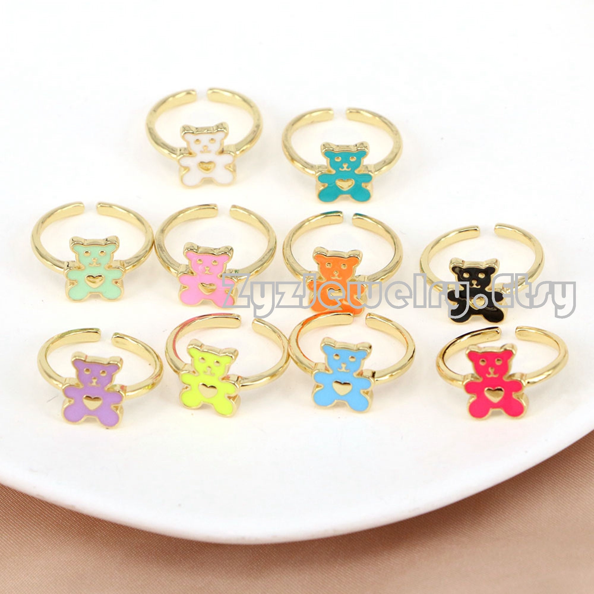 510PCS Vintage Gold Plated Color Enamel Animal Ring Unique Etsy