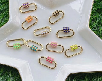5-10PCS, Colorful Enamel Oval Shape Screw Clasp, Gold Filled Oval Connector, Carabiner Clasp, Bracelet Necklace Making