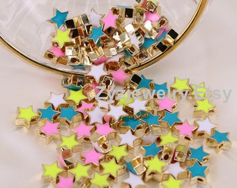 10x Alloy Enamel Star Beads Charms Pony Spacer Beads For Jewelry Making 10x Alloy Enamel Star Beads Charms Pony Spacer Beads For Jewelry Making