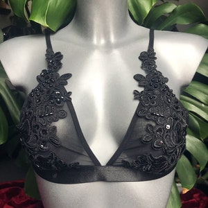 bra with lace and pearls