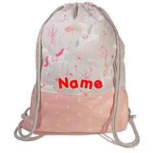 Sac de sport avec le nom désiré - 3 tailles disponibles - Unicorns Pink Backpack Names Children Kindergarten School Kita Girls