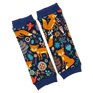 Punhos Aquecedores de pernas para bebês Punhos infantis para meninos/meninas - Babylegs Aquecedores de pernas para bebês e crianças - Raposas Azul Escuro