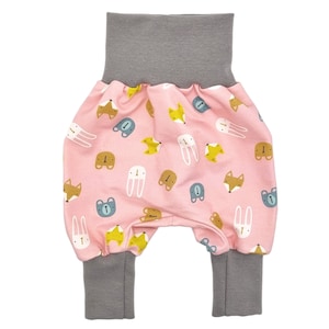 Children&#39;s pants Pump pants Baby pants for girls - Pants for baby and children 50-56, 62-68, 74-80, 86-92, 98-104, 110-122 - Jogger - Animal heads Pink