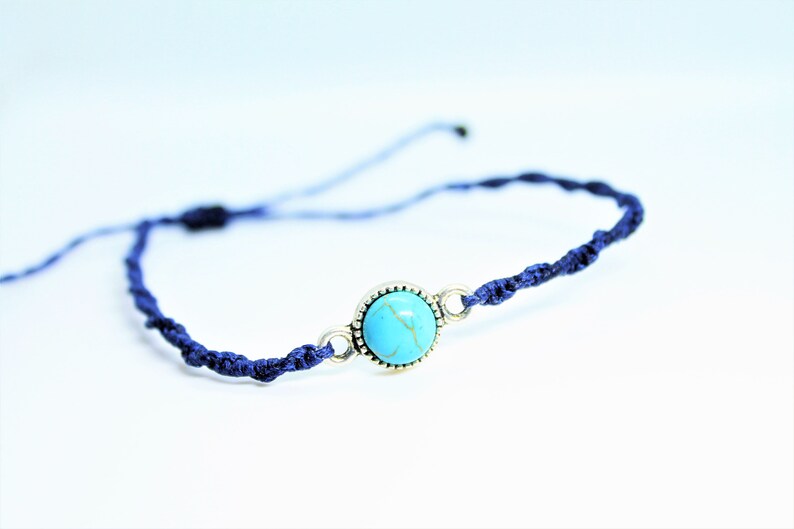 turquoise macrame minimalist bracelet.howlite turquoise in silver brass connector.hand knotted bracelet.friendship gemstone bracelet.