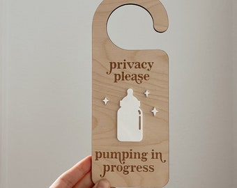 Pumping in Progress Door Hanger | Pumping Privacy Door Hanger | Breastfeeding Sign | Breast Pump | Privacy Please | Nursing Sign |