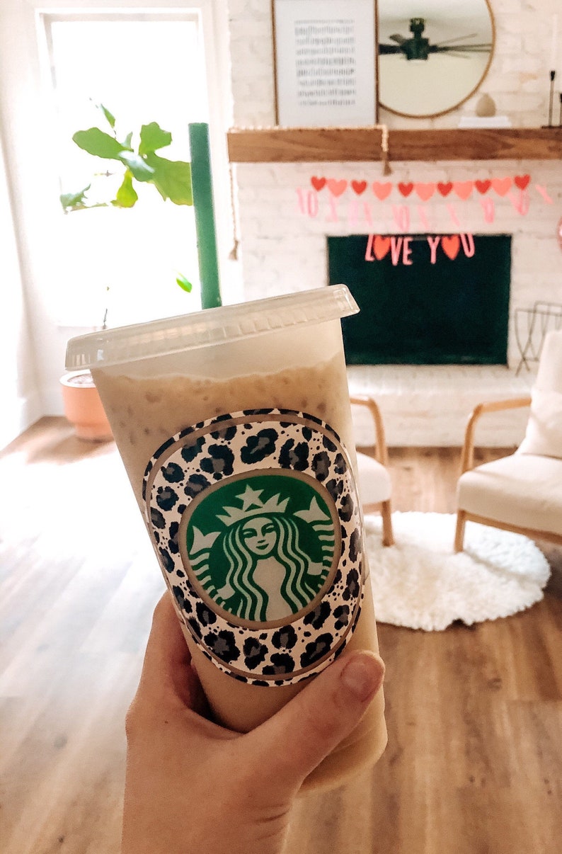 Personalized Starbucks Cold Cup Tumblers Cheetah Print Cold Cup