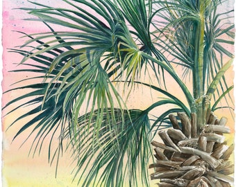 Rustling Palm Tree limited edition signed and numbered watercolor print