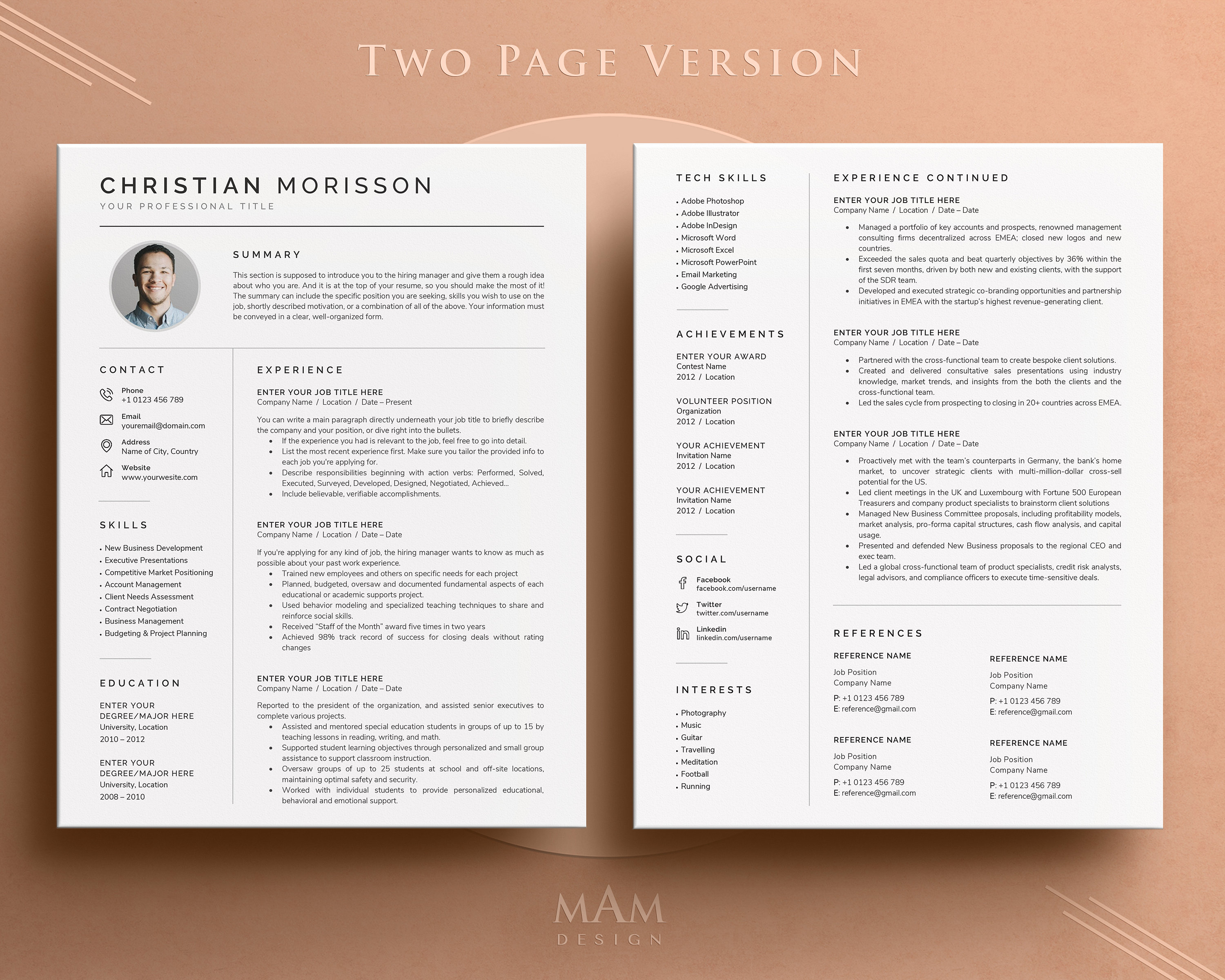 GOOGLE Docs Resume | Resume CV Template for Word, Mac Pages, Google ...