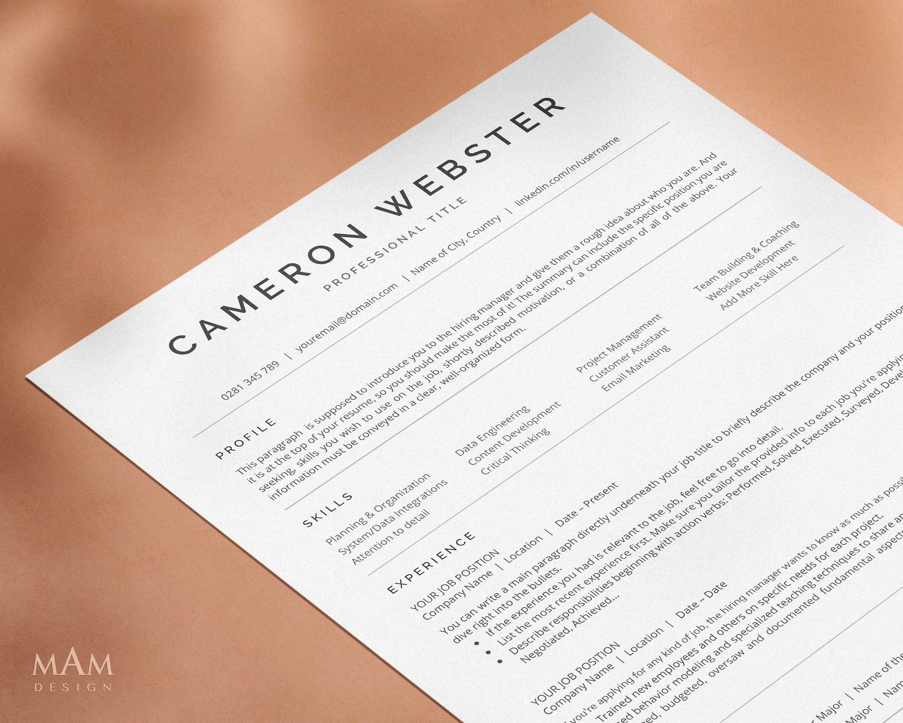 ATS Resume Template for Microsoft Word ATS Friendly Resume Template