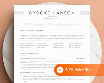 ATS Resume Template for Word, Pages, Google Docs