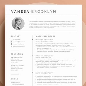 Headshot Resume Template + Cover Letter for MS Word | Creative Resume Template, CV Template, 1 & 2 Page Resume | Cv Template Word