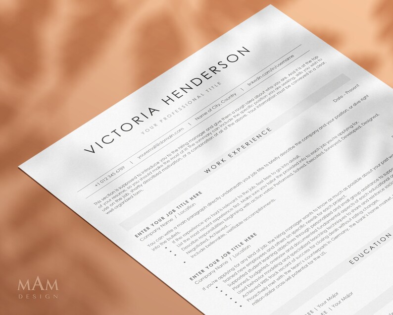 ATS Resume Template for Word, Mac Pages, GOOGLE Docs, ATS Resume Cv