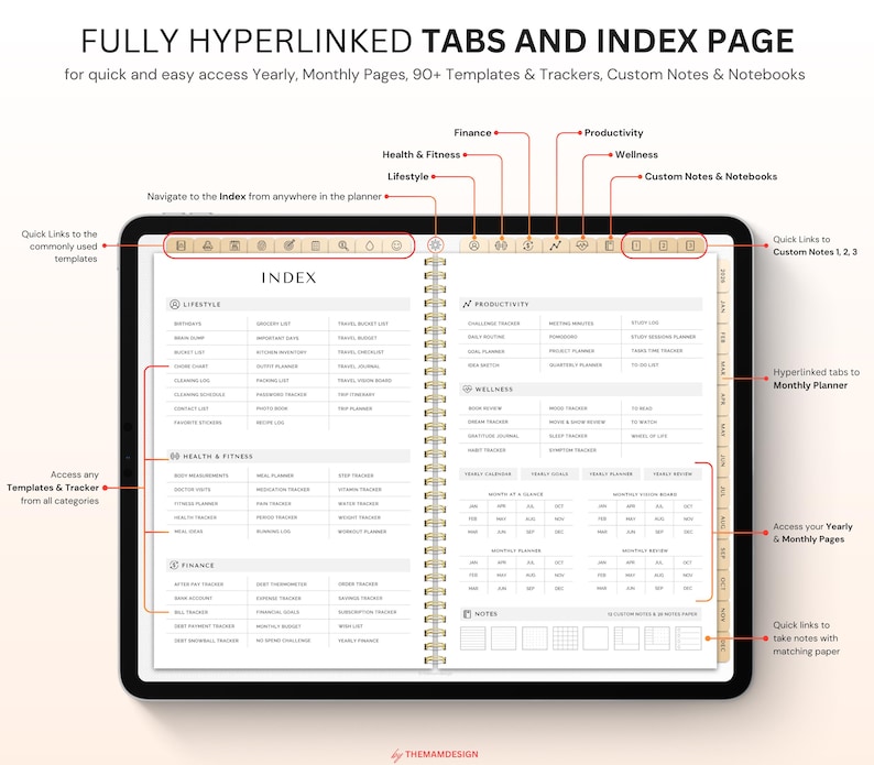 2026 Landscape Digital Planner, Goodnotes Notability Samsung Notes ...
