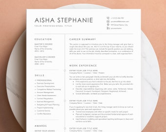 Resume CV Template, Google Docs Resume, Professional Resume Template for Word, Mac Pages, Google Docs, Modern Resume CV Template