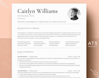 ATS Resume Template for Microsoft Word | ATS Friendly Resume with photo | Ats Resume Cv Template Word | Headshot Resume, Minimalist Resume